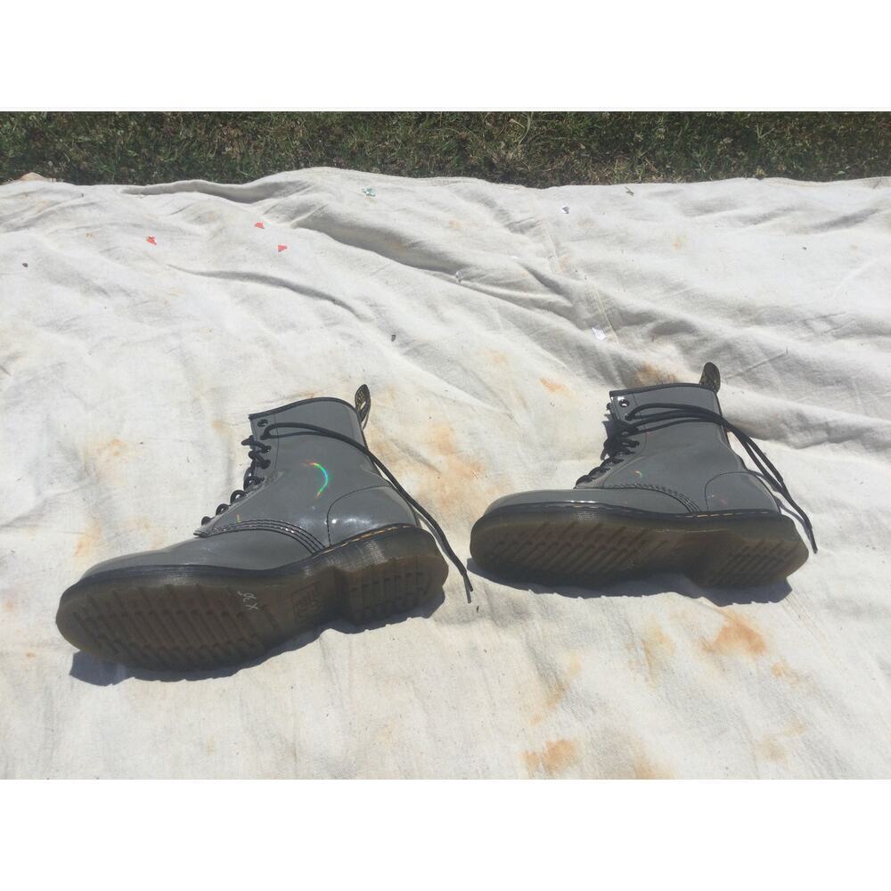 Dr. Martens Combat Mid Calf Boots Ladies 9 Doc Grunge Punk Rock Iridescent Grey - Picture 5 of 9